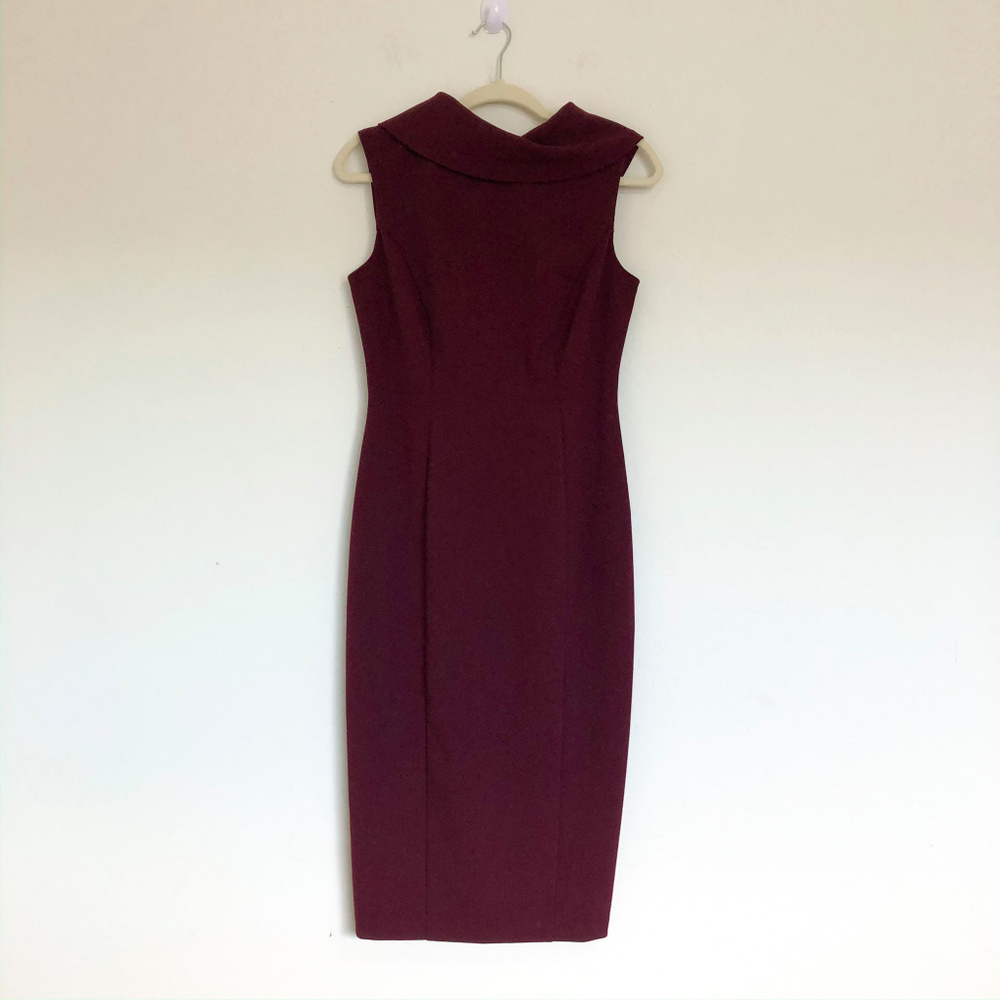 Connected Maroon Knee Length Sleeveless Dress